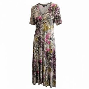 Attitudes by Renée Knit A-Line Dress Medium Multicolor Paisley Animal Print